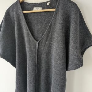 Billy Reid Made in Italy Grey Cotton Knit Batwing V-Neck Sweater Large
